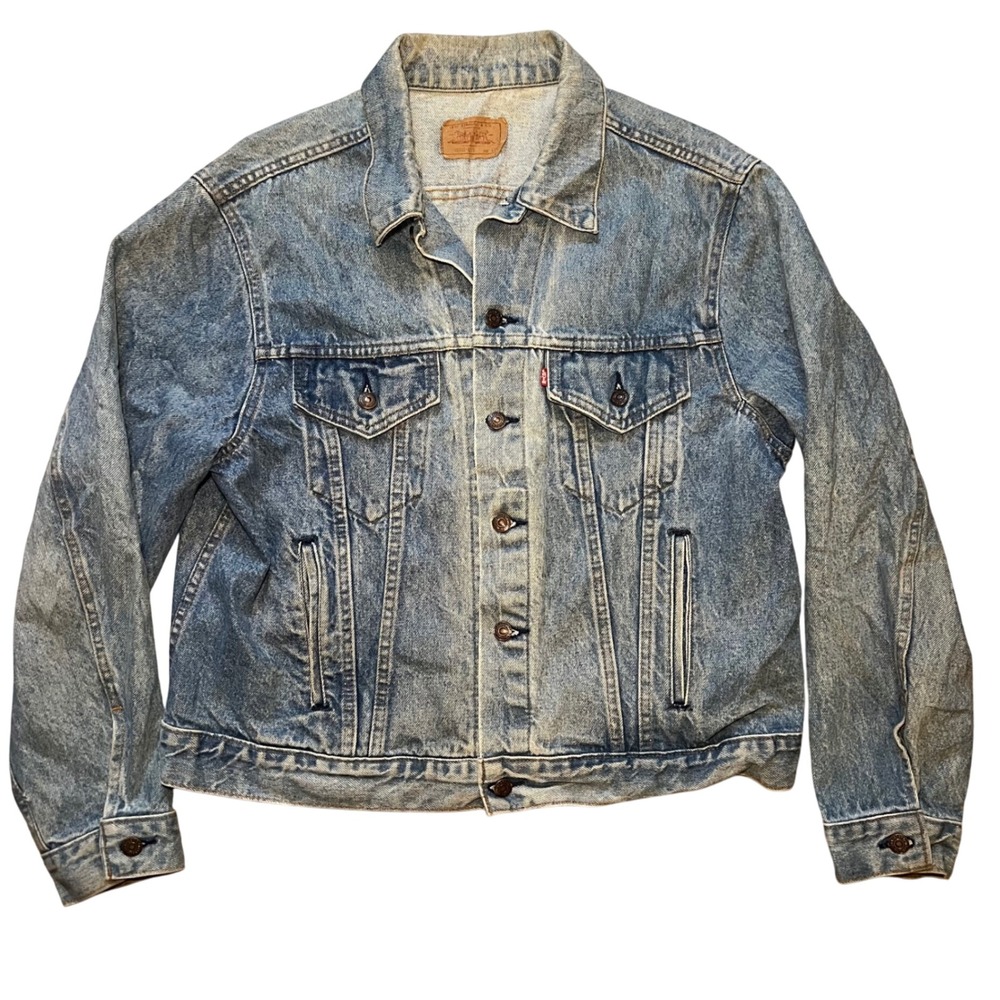Vintage 80s Levi's 70507-0214 Type III Trucker Jacket 48R‎ USA Stone Wash Denim